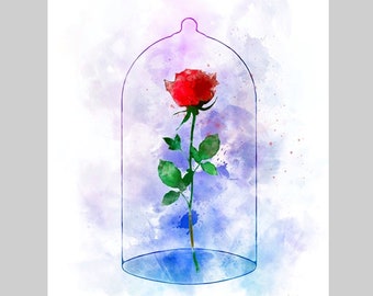 Beauty Beast Painting Enchanted Rose Wall Art Etsy Uk