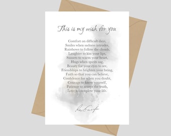 Este es mi deseo para ti, tarjeta de felicitación A5, poema inspirador de Ralph Waldo Emerson, idea de regalo, poesía