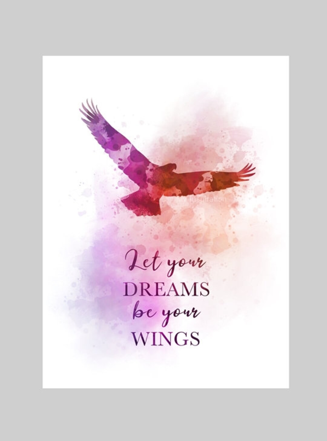 Let Your Dreams Be Your Wings Quote ART PRINT Inspirational Etsy
