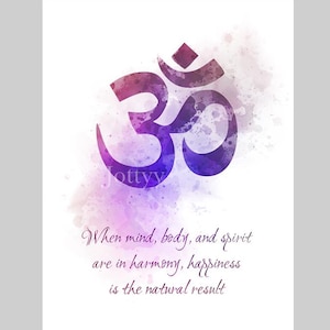 Om Symbol Quote ART PRINT Inspirational, Motivational, Zen, Yoga, Mind, Body, Spirit, Harmony, Happiness, Gift, Wall Art, Home Decor