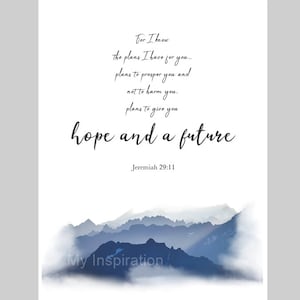 Porque yo sé los planes que tengo para vosotros, IMPRESIÓN ARTÍSTICA, Jeremías 29:11, Versículo bíblico, Inspiración, Motivación, Escritura, Arte mural, Idea de regalo