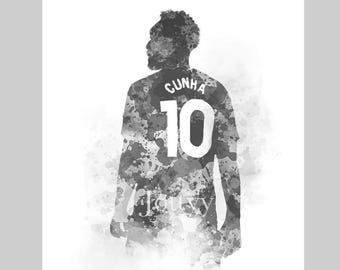 Matheus Cunha ART PRINT Manchester United Football, Wall Art, Home