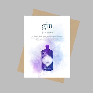 Gin Definition Zitat, A5 Grußkarte, Alkohol, Getränk, Geschenk