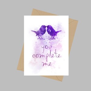 Je voltooit me citaat, A5 wenskaart, inspirerend, vogels, romantisch, verjaardag, Valentijnsdag, cadeau