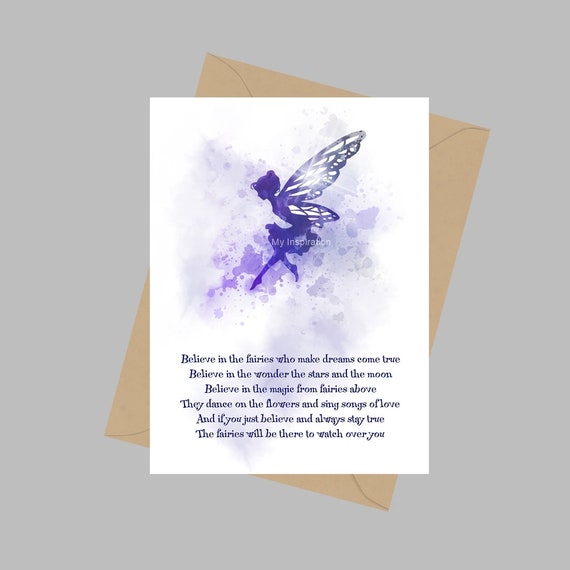 Believe In Fairies Poeme Carte De Vœux A5 Fee Citation Etsy France