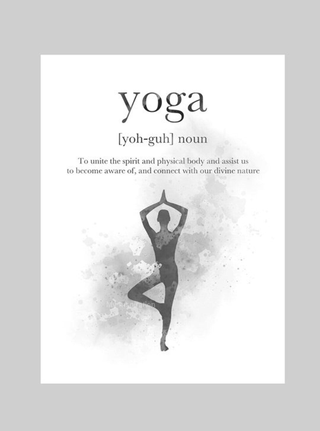 Yoga Definition Quote ART PRINT Gift, Wall Art, Home Decor, Black and