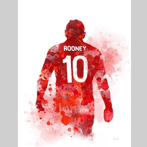 Wayne Rooney ART PRINT Manchester United, Legend, Football, Sport, Gift, Wall Art, Home Decor, Bedroom, Office
