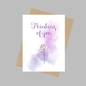 Denken aan u Citaat, A5 Wenskaart, Sympathie, Comfort, Cadeau