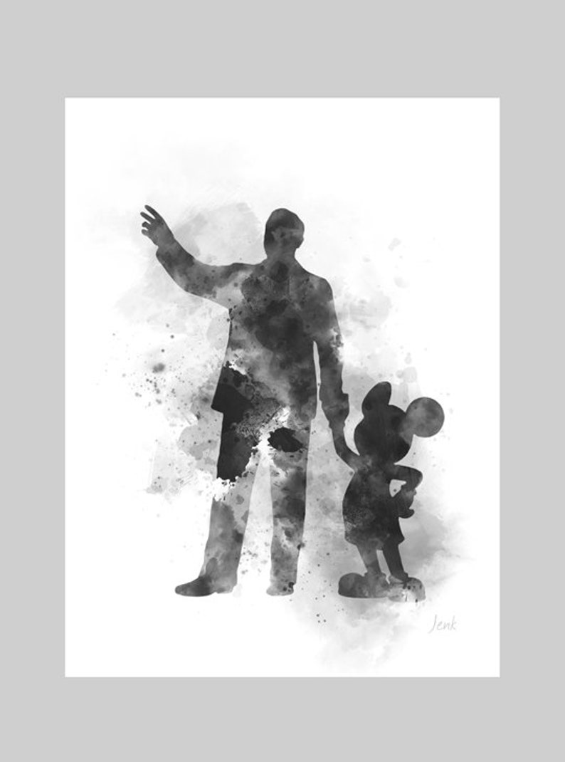 Walt Disney Walking With Mickey Mouse ART PRINT Nursery Gift | Etsy