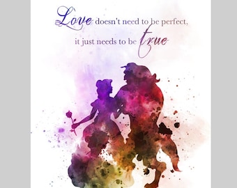Beauty And The Beast Quote Art Print Princess Love Gift Etsy