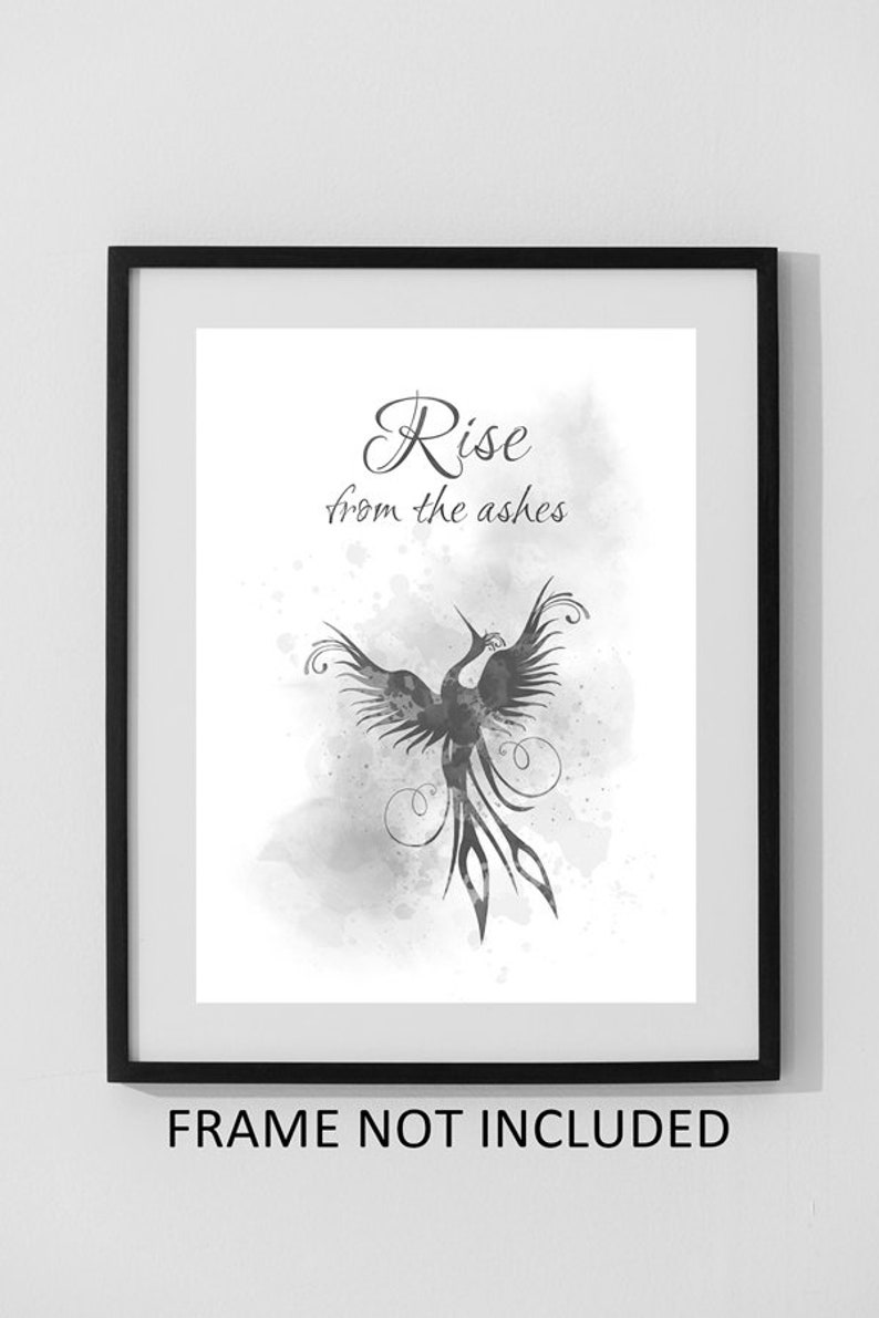 Home Decor Phoenix Bird Quote Art Print Rise From The Ashes Inspirational Mythology Wall Art Gift Black And White Art Collectibles Prints Intellistall Com