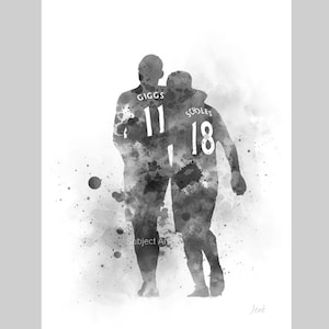 Ryan Giggs and Paul Scholes ART PRINT Manchester United, Football, Sport, Gift, Wall Art, Home Decor, Black and White