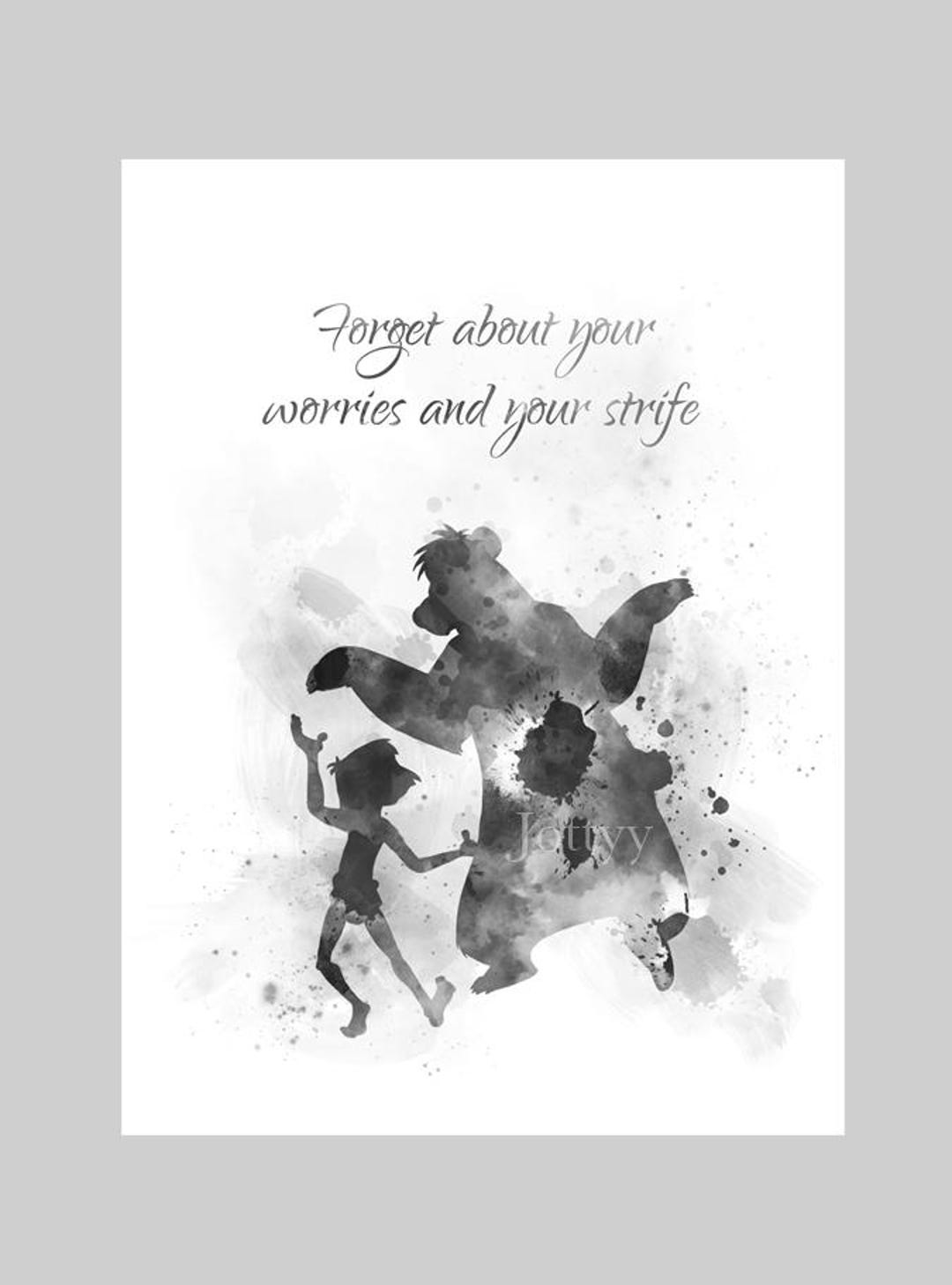 The Jungle Book Quote ART PRINT Mowgli, Baloo, Nursery, Gift, Wall Art,  Home Decor, Black and White - Etsy, image size:1080x1458