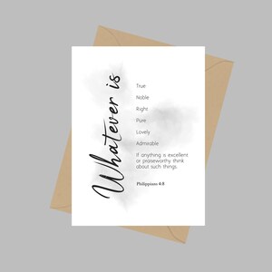 Bibelvers Philipper 4: 8, Was auch immer ist, A5 Grußkarte, Schrift, Christlich, Geschenkideen