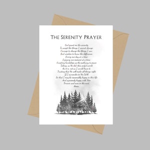 La prière de la sérénité, carte de voeux A5, inspirant, motivant, positif, religieux, spirituel, sobriété, idée cadeau, noir et blanc