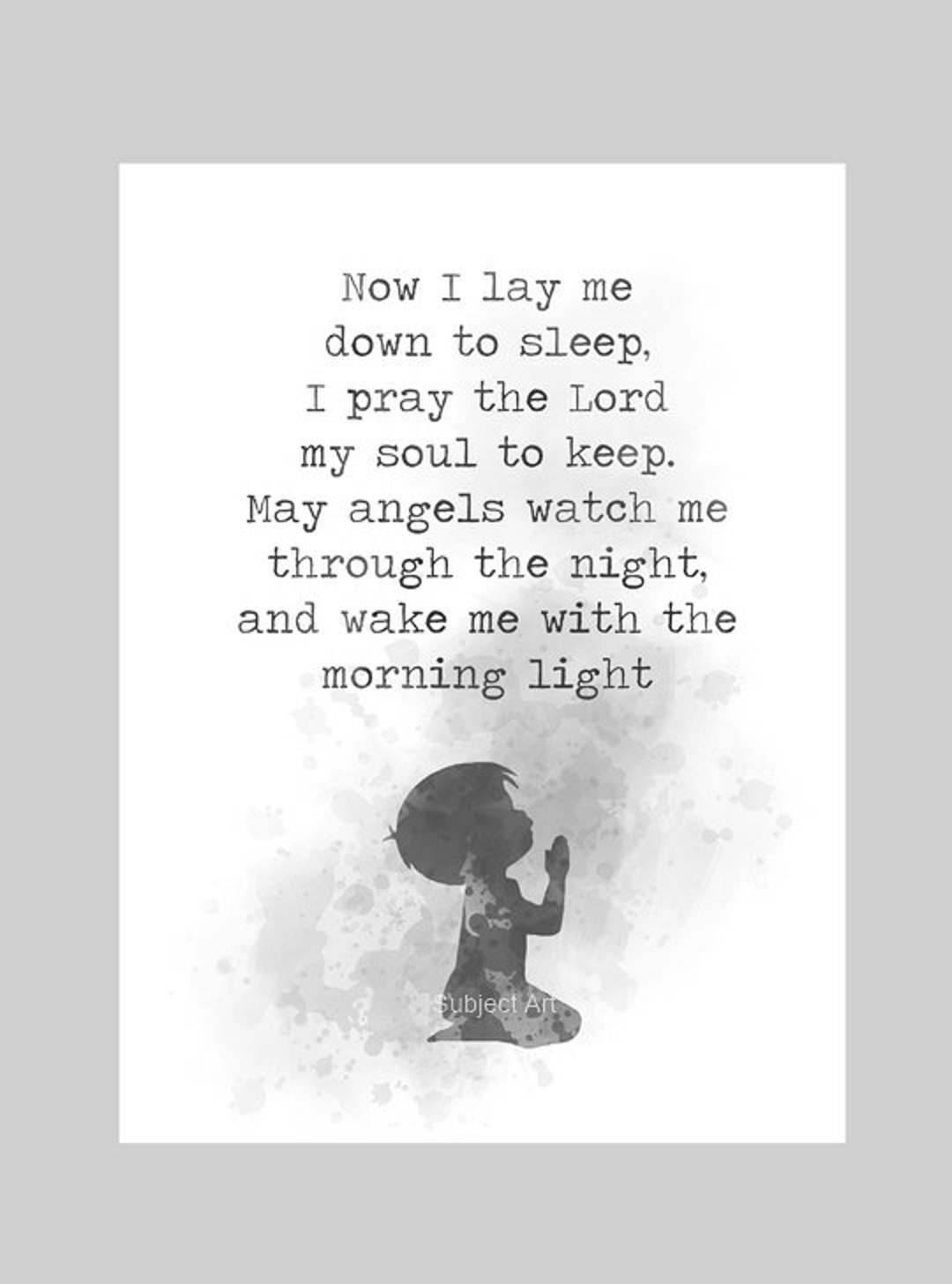 Now I Lay Me Down to Sleep ART PRINT Quote, Bedtime Prayer Children, Boy  Son Lord Angel Inspirational Nursery Gift, Wall Art Black and White - Etsy