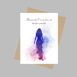 Pas op; want ik ben onverschrokken, en daarom krachtig, A5-wenskaart, citaat, inspirerend, Mary Shelley, literatuur, geschenk