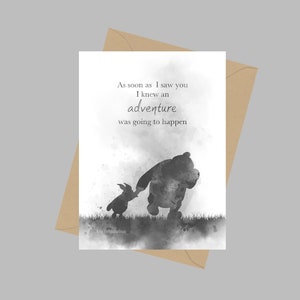 Winnie l’ourson Citation, Carte de vœux A5, Aventure, Cadeau, Noir et blanc