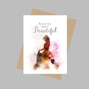 Belle Quote, Biglietto di auguri A5, La Bella e la Bestia, Sii il tuo tipo di Bella, Principessa, Regalo