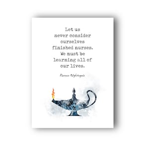 Florence Nightingale Pledge Quote ART PRINT Lamp of Knowledge, Gifts For Nurses, Nursing Student Graduation, Wall Art, Home Decor