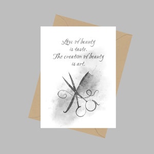 Citation de coiffeur, carte de voeux A5, salon de beauté, coiffeur, source d'inspiration, cadeau, noir et blanc