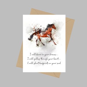 Ik zal dansen in je dromen Ik zal galopperen door je hart, paard citaat, A5 wenskaart, inspirerend, geschenk