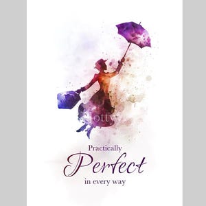 Mary Poppins Quote ART PRINT Practically Perfect, Nursery, Gift, Wall Art, Home Decor
