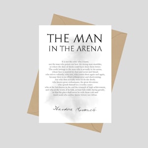 O Homem na Arena, Cartão de Saudação A5, Theodore Roosevelt, Inspirador, Motivacional, Escritório, Discurso, Positivo, Ideias para Presentes