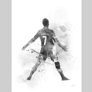 Cristiano Ronaldo ART PRINT Manchester United, Real Madrid, Juventus, Football, Sport, Gift, Wall Art, Home Decor, Bedroom, Black and White