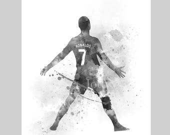 Cristiano Ronaldo ART PRINT Manchester United, Real Madrid, Juventus, voetbal, sport, cadeau, kunst aan de muur, interieur, slaapkamer, zwart-wit