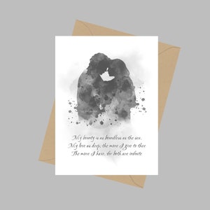 Romeo en Julia Quote, A5 Wenskaart, William Shakespeare, Toneelstuk, Broadway, West End, Theater, Cadeau, Zwart-wit