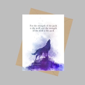 Voor de kracht van de roedel is de wolf Quote, A5 Greeting Card, Inspirational, Jungle Book, Rudyard Kipling, Gift