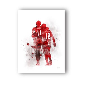 Ryan Giggs and Paul Scholes ART PRINT Manchester United, Football, Sport, Gift, Wall Art, Home Decor