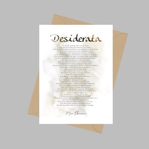 Desiderata prozagedicht, A5-wenskaart, inspirerend, motiverend, positief, cadeau-idee