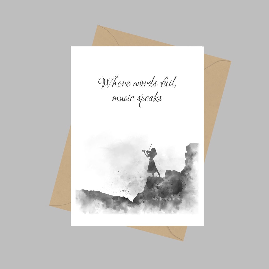 Where Words Fail, Music Speaks, A5 Greeting Card, Music Quote, Violin ...