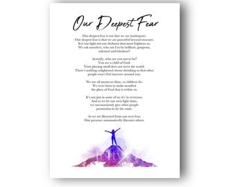 Poema "Nuestro miedo más profundo" (IMPRESIÓN ARTÍSTICA), idea de regalo, inspirador, motivacional, poesía, duelo, arte de pared, decoración del hogar, dormitorio, oficina.
