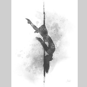 Pole Dancer KUNST PRINT Pole Dance, Tanz, Geschenk für Sie, Frau, Mädchen, Wand Kunst, Wohnkultur, Schlafzimmer, Büro, schwarz und weiß