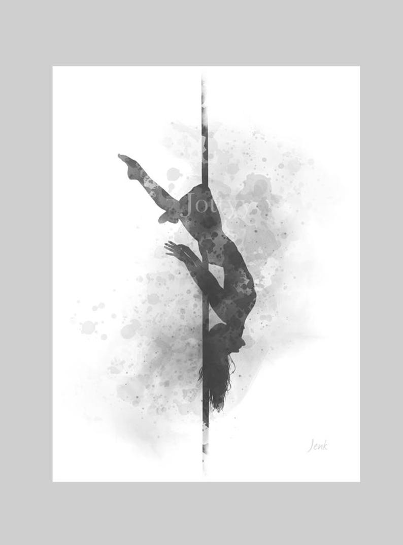 Pole Dancer ART PRINT Pole Dancing, Dance, Gift for her, Woman, Girl, Wall Art, Home Decor, Bedroom, Office, Black and White image 1