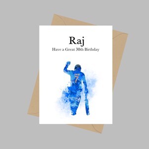 Carte personnalisée MS Dhoni, carte de vœux A5, anniversaire, Inde, carte pour fils, petit-fils, cricket, bien fait, si fier de vous, cadeau