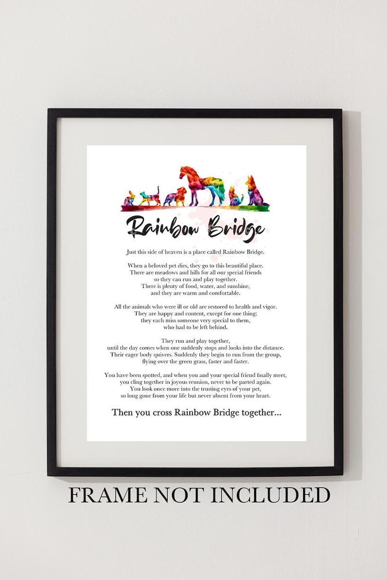 Rainbow Bridge Poem ART PRINT Pet Loss Memorial, Sympathy Gift for ...