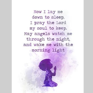 Now I Lay Me Down To Sleep ART PRINT Quote, Bedtime Prayer Children, Boy, Son, Lord, Angel, Inspirational, Nursery Gift, Wall Art Home Decor
