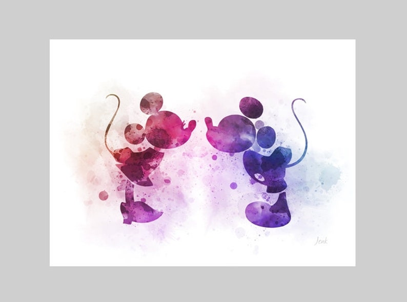 Mickey and Minnie Mouse ART PRINT Nursery Gift Wall Art Etsy