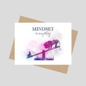 Citation, L'état d'esprit, c'est tout, carte de voeux A5, inspirant, motivant, idée cadeau, chat, lion, entrepreneur, positif, je pense à vous