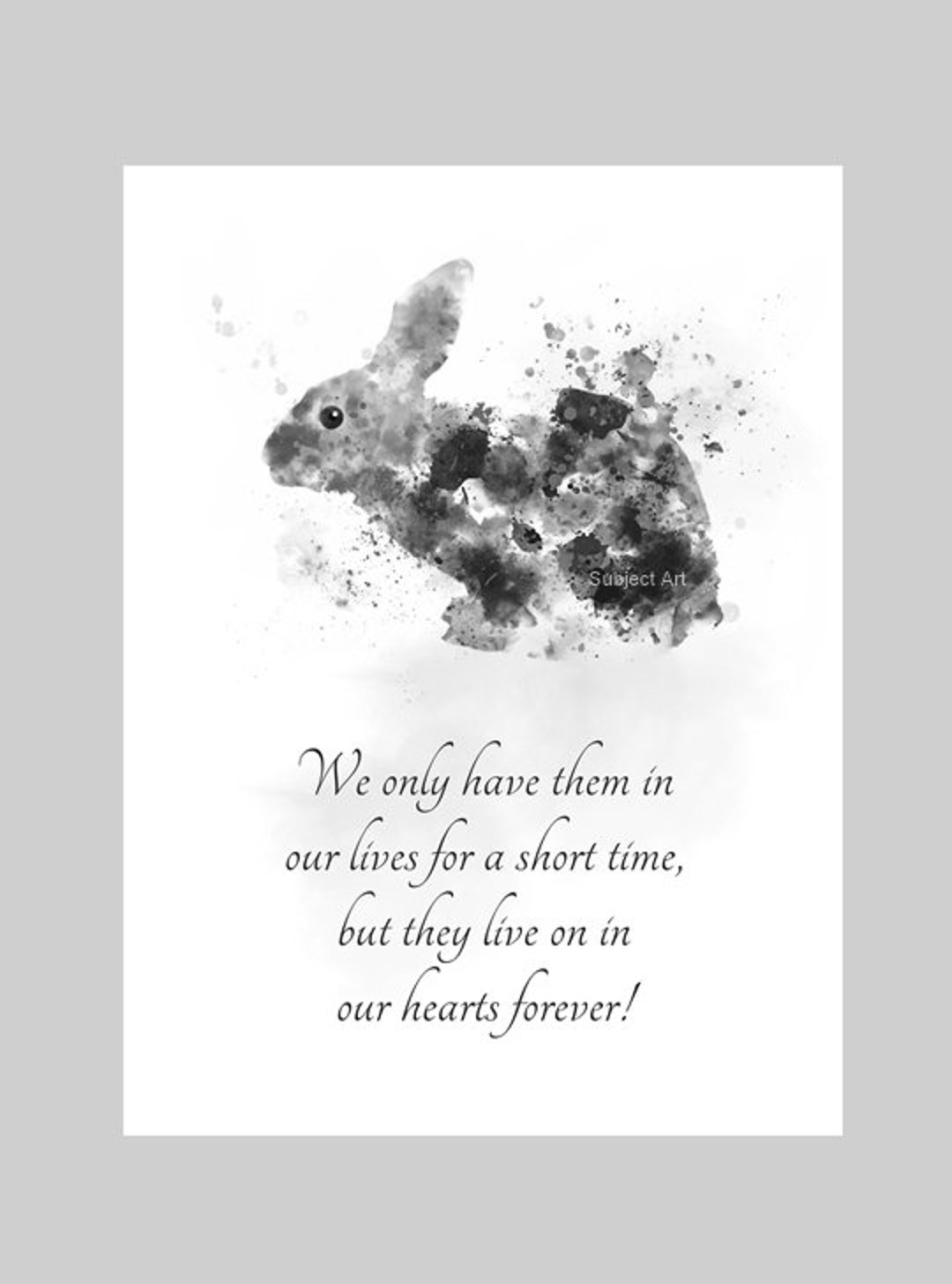 Rabbit Bunny Memorial Sympathy Quote ART PRINT Animal Pet Loss, Gift