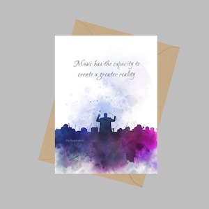 La música tiene la capacidad de crear una mayor realidad Cita, Tarjeta de felicitación A5, Orquesta, Director, Inspirador, Regalo