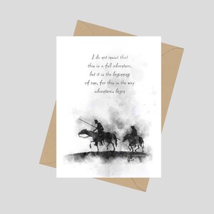 Citazione di Don Chisciotte, biglietto d'auguri A5, ispirazione, libro, regalo, avventura, bianco e nero