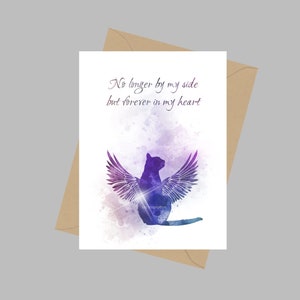 Plus à mes côtés mais pour toujours dans mon cœur Citation, Carte de vœux A5, Chat, Ailes d’ange, Sympathie commémorative, Perte d’animal de compagnie, Cadeau