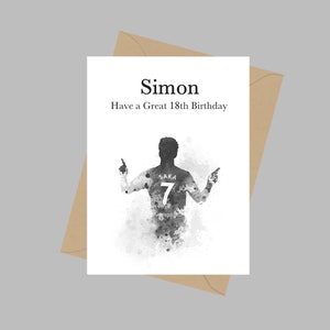 Tarjeta personalizada Bukayo Saka, tarjeta de felicitación A5, cumpleaños, Arsenal, tarjeta para hijo hija nieto, fútbol, fútbol, regalo, blanco y negro