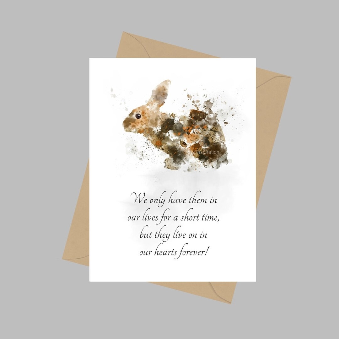 Rabbit Bunny Memorial Sympathy Quote, A5 Greeting Card, Animal Pet Loss ...