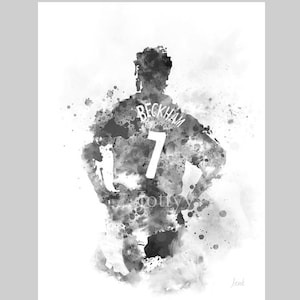 David Beckham ART PRINT Manchester United, Legend, Football, Sport, Gift, Wall Art, Home Decor, Black and White